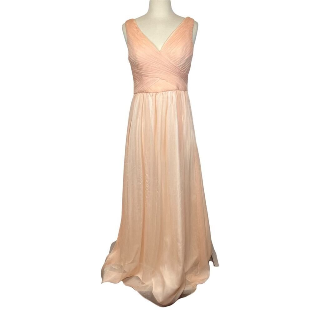 BHLDN x Anthropologie Corsa Peach/Pink Chiffon Bridesmaid Dress Size US Small